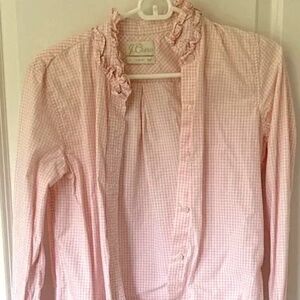 J. Crew Light Pink Gingham cotton Button Down Shirt 2